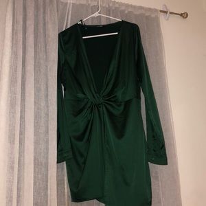 Green silk fashion nova dress